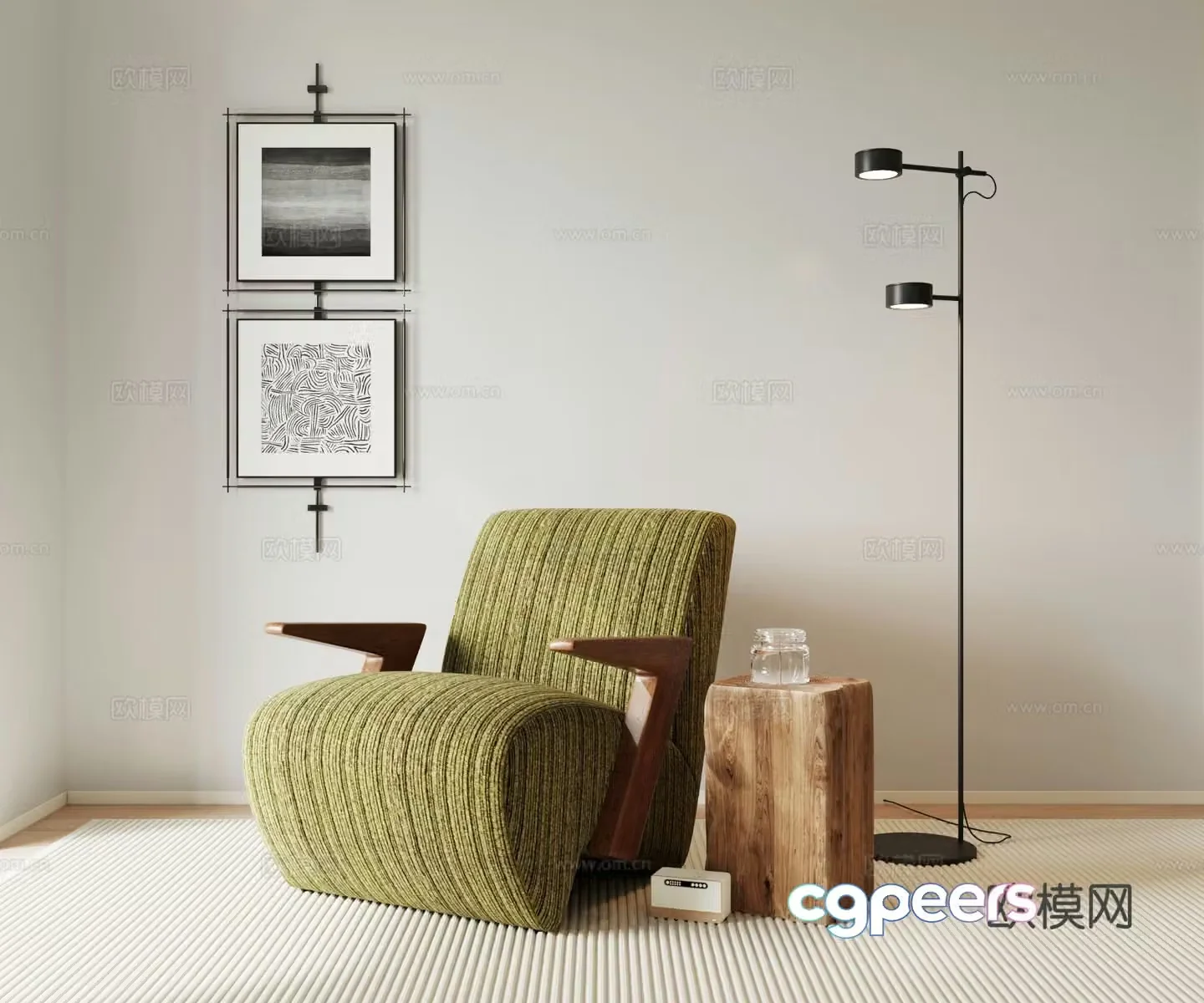 Medieval style single sofa 3d model