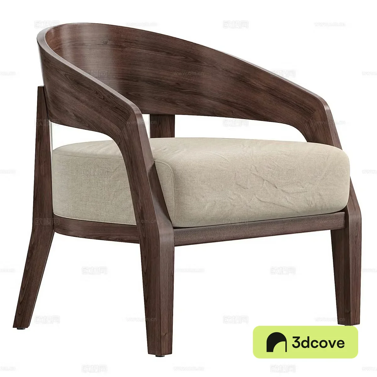 Middle-aged leisure chair Middle-aged single chair Courtyard leisure chair Solid wood leisure chair B&B single chair Wasabi 3d model