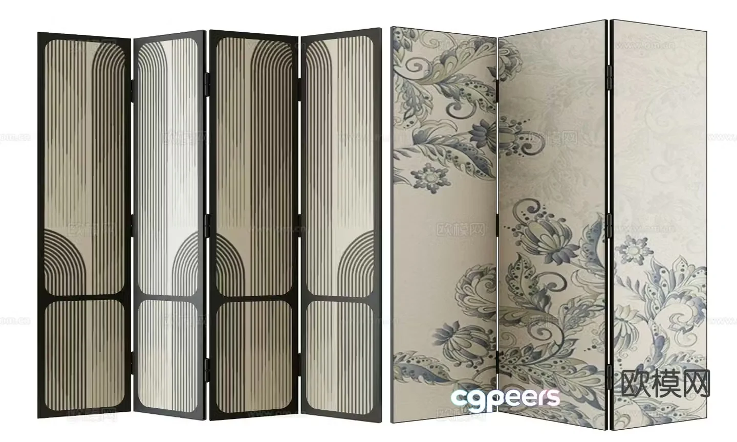 Mural screen folding screen 3d model