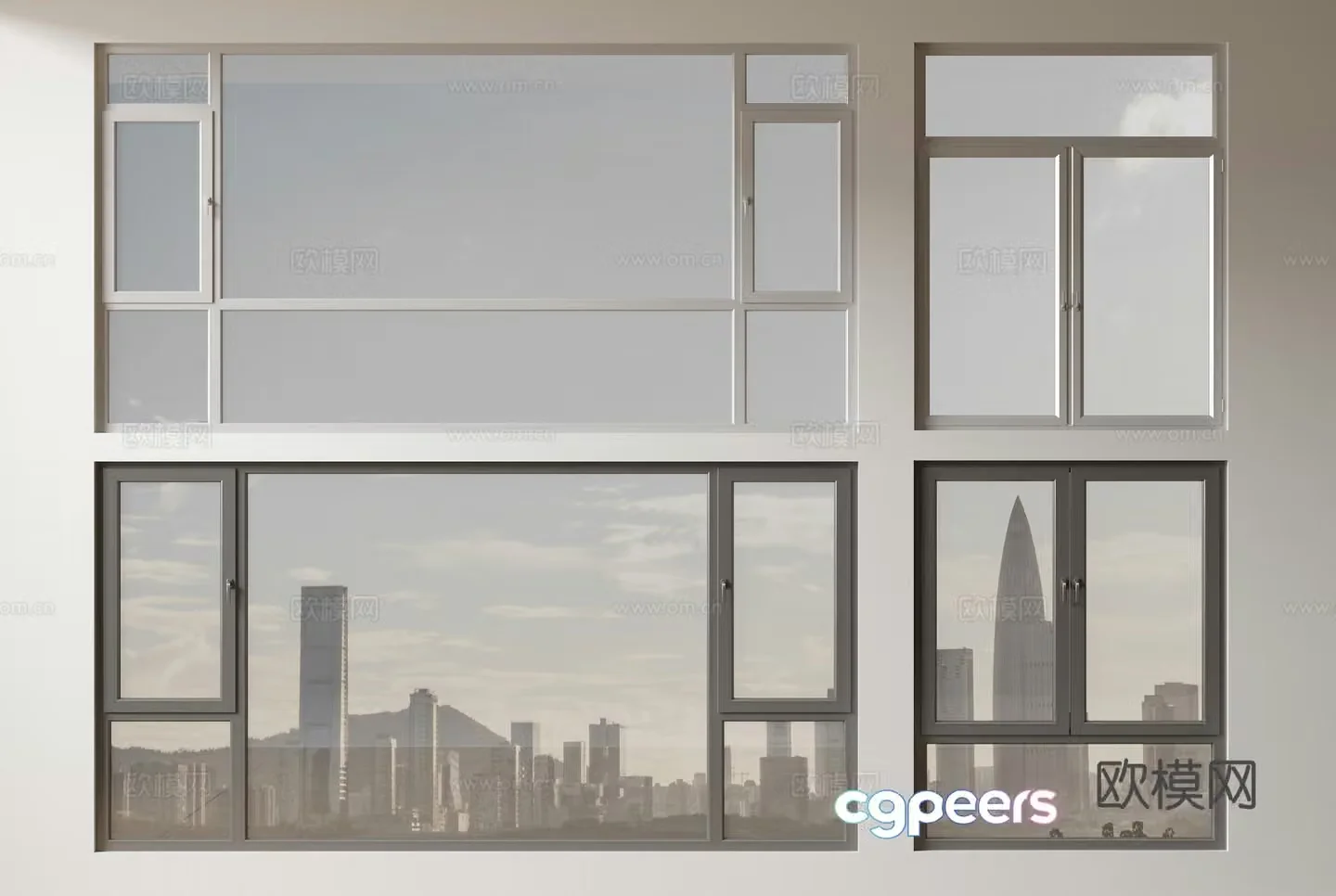 Modern windows floor-to-ceiling windows balcony windows sliding windows 3d model