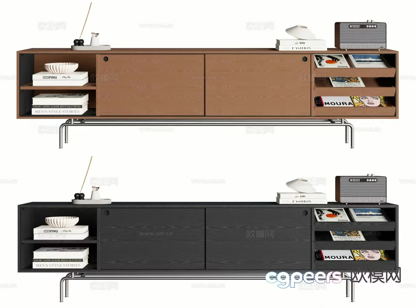 Medieval style TV cabinet base cabinet 3D model