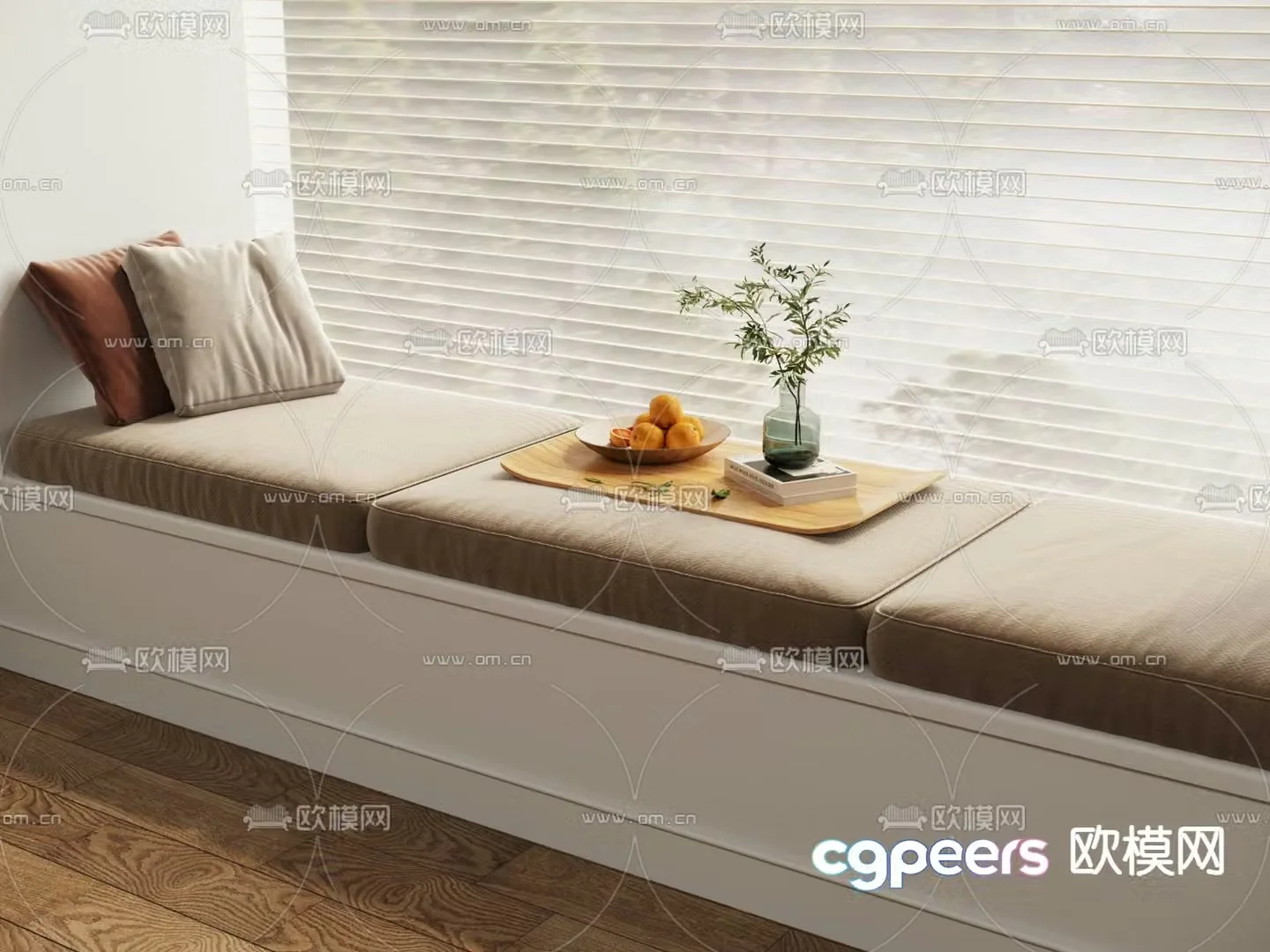 Modern bay window cushion seat cushion sofa cushion 3d model