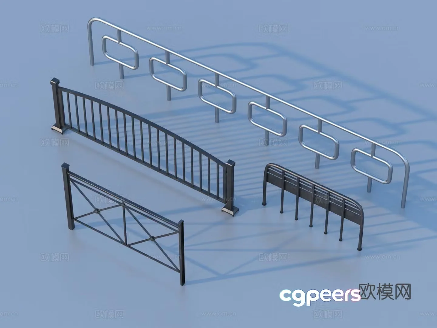 Iron guardrail railing fence 3d model