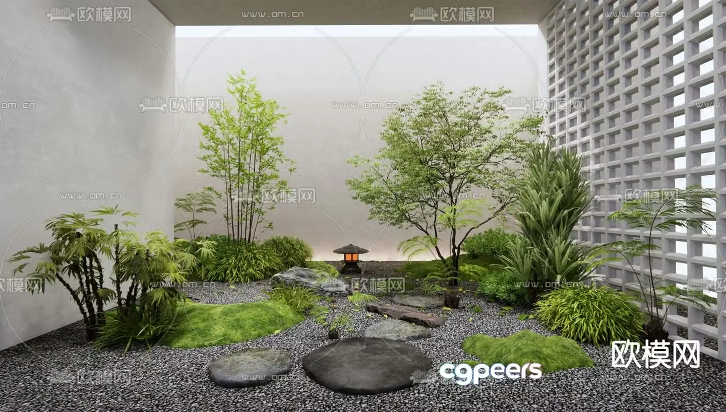 Indoor landscaping plant pile 3d model