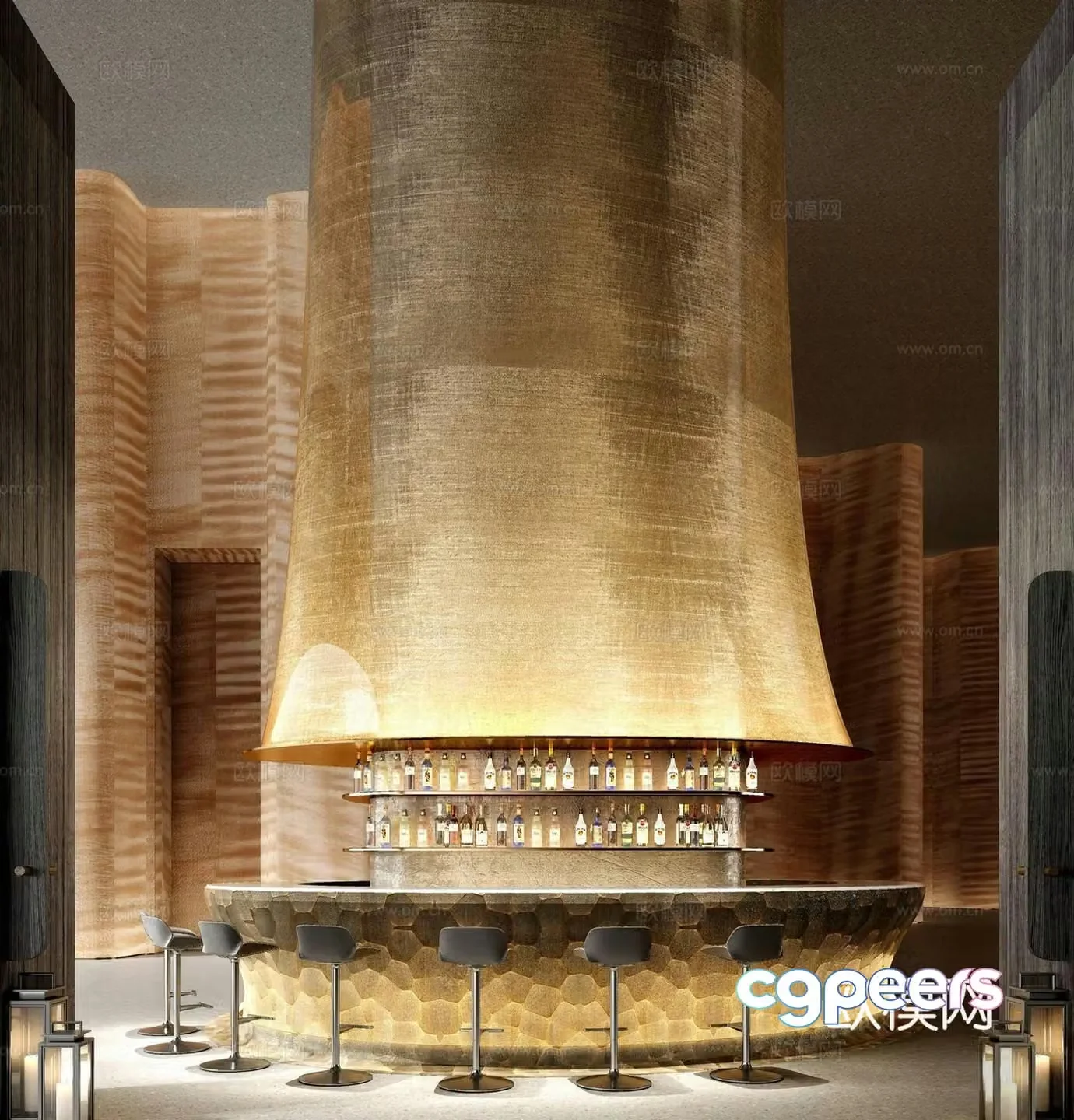 Modern hotel water bar bar counter bar chair restaurant 3d model