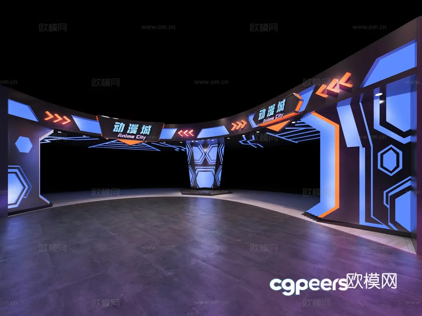 Modern arcade city animation city 3D model