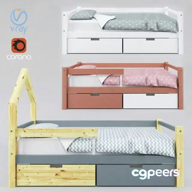 3ds Max Free – Children’s bed SKOGEN