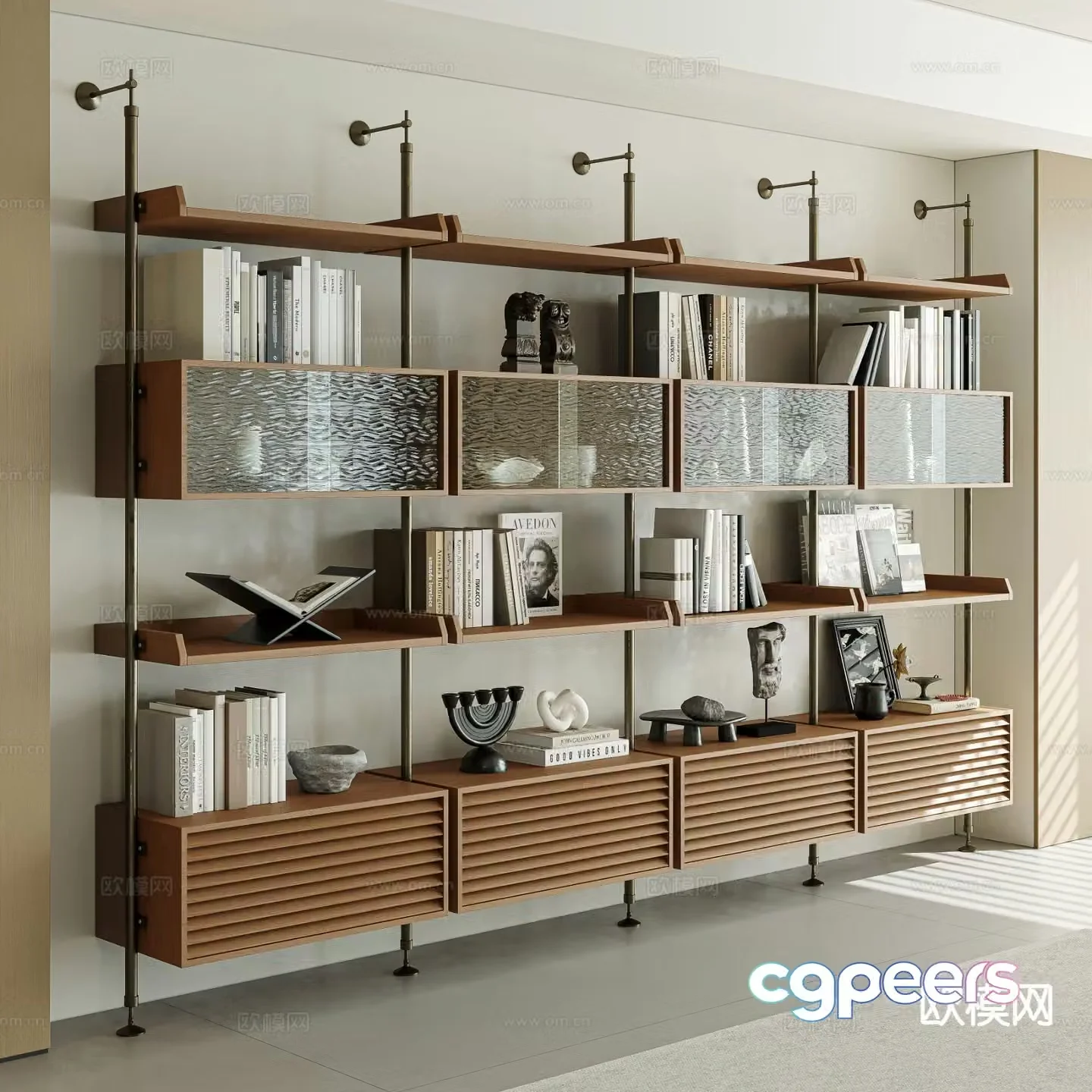 Open bookcase bookshelf 3d model