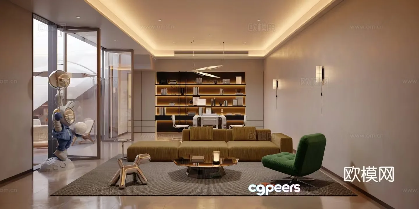 Modern casual mahjong room chess and card room 3d model