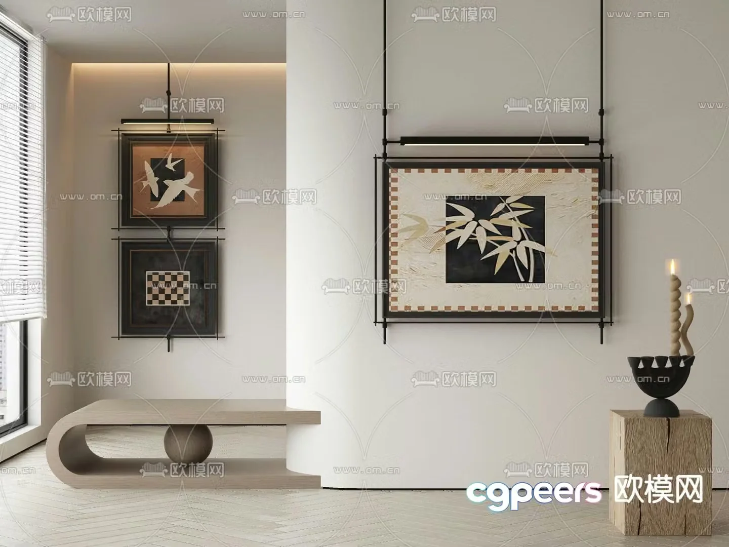 Middle-aged decorative painting Abstract painting Art painting 3d model
