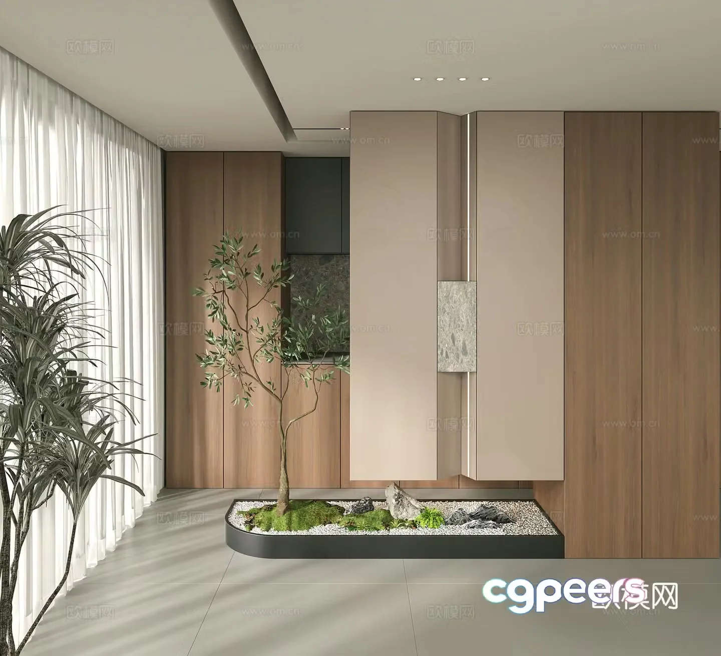 Modern residential landscape 3d model