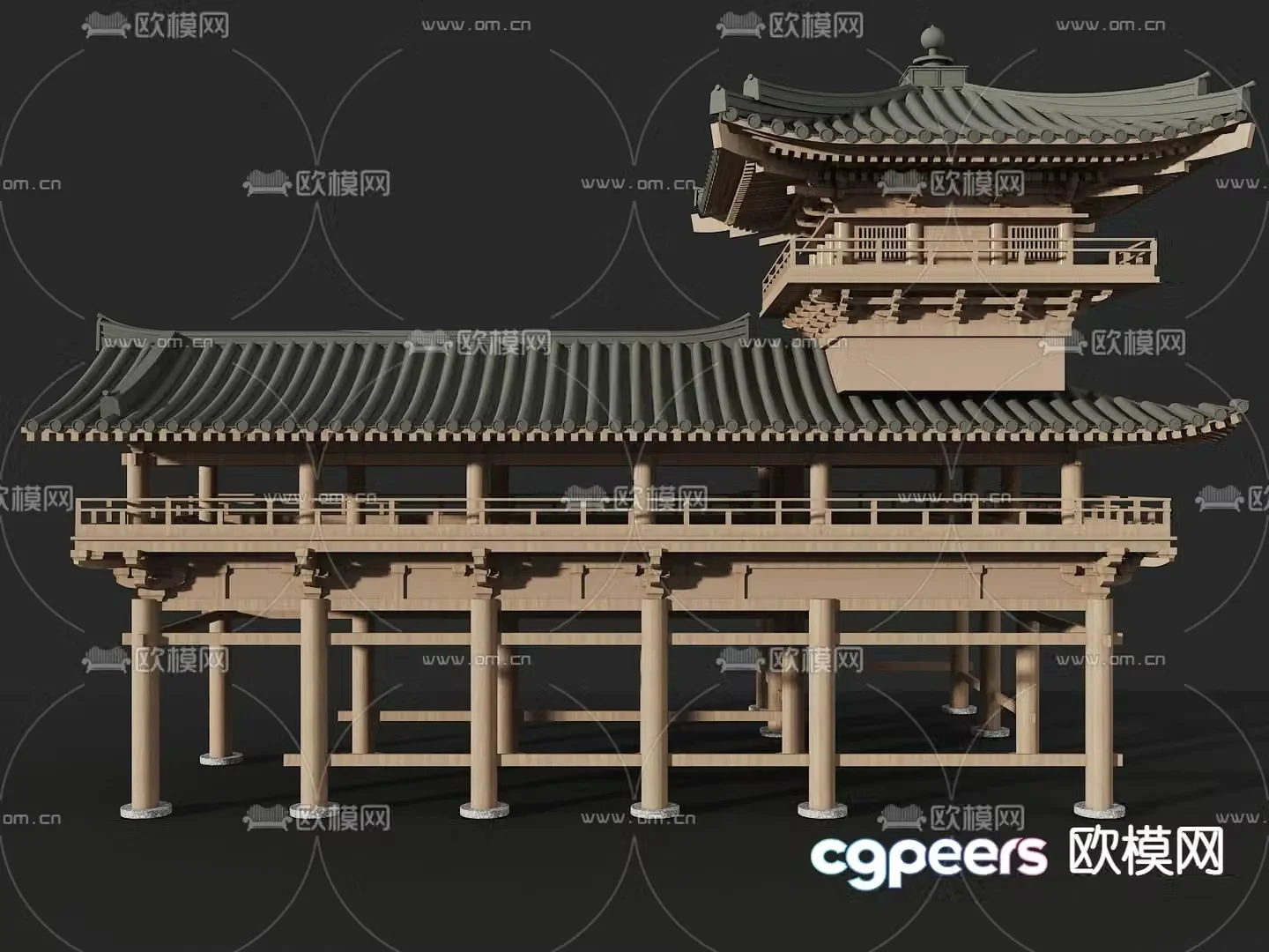 Chinese style pavilion corridor corridor corridor 3d model