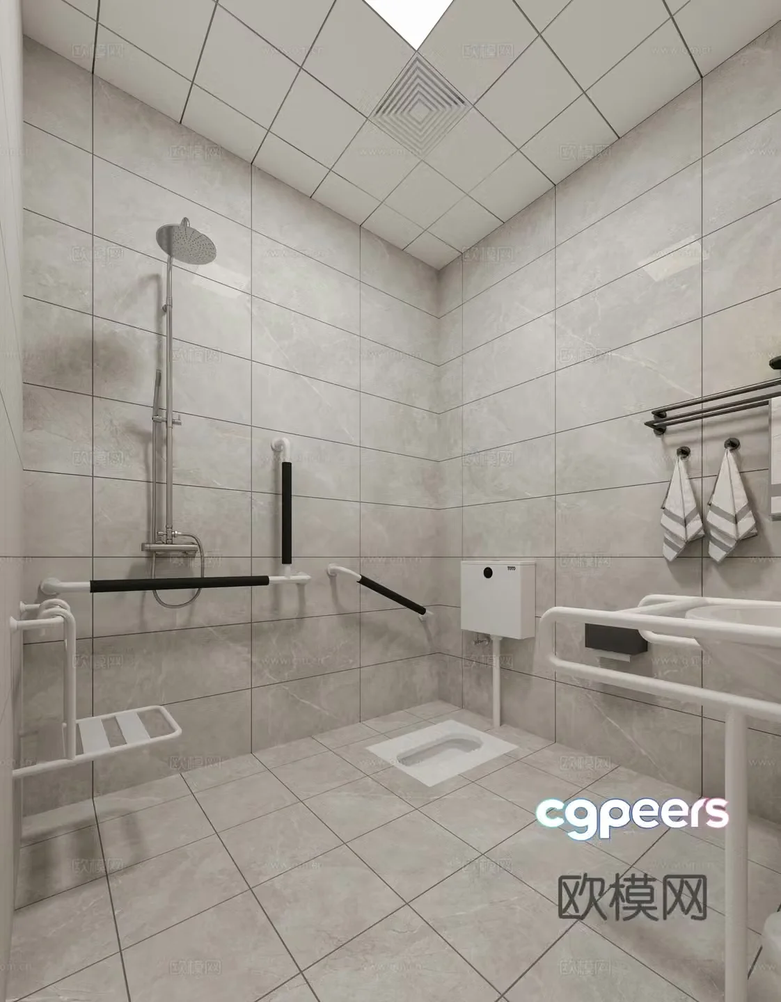 3D model of hospital ward bathroom