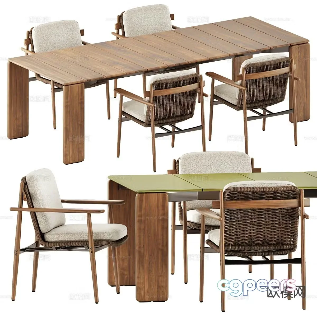 Modern outdoor table and chairs dining table and chairs 3d model