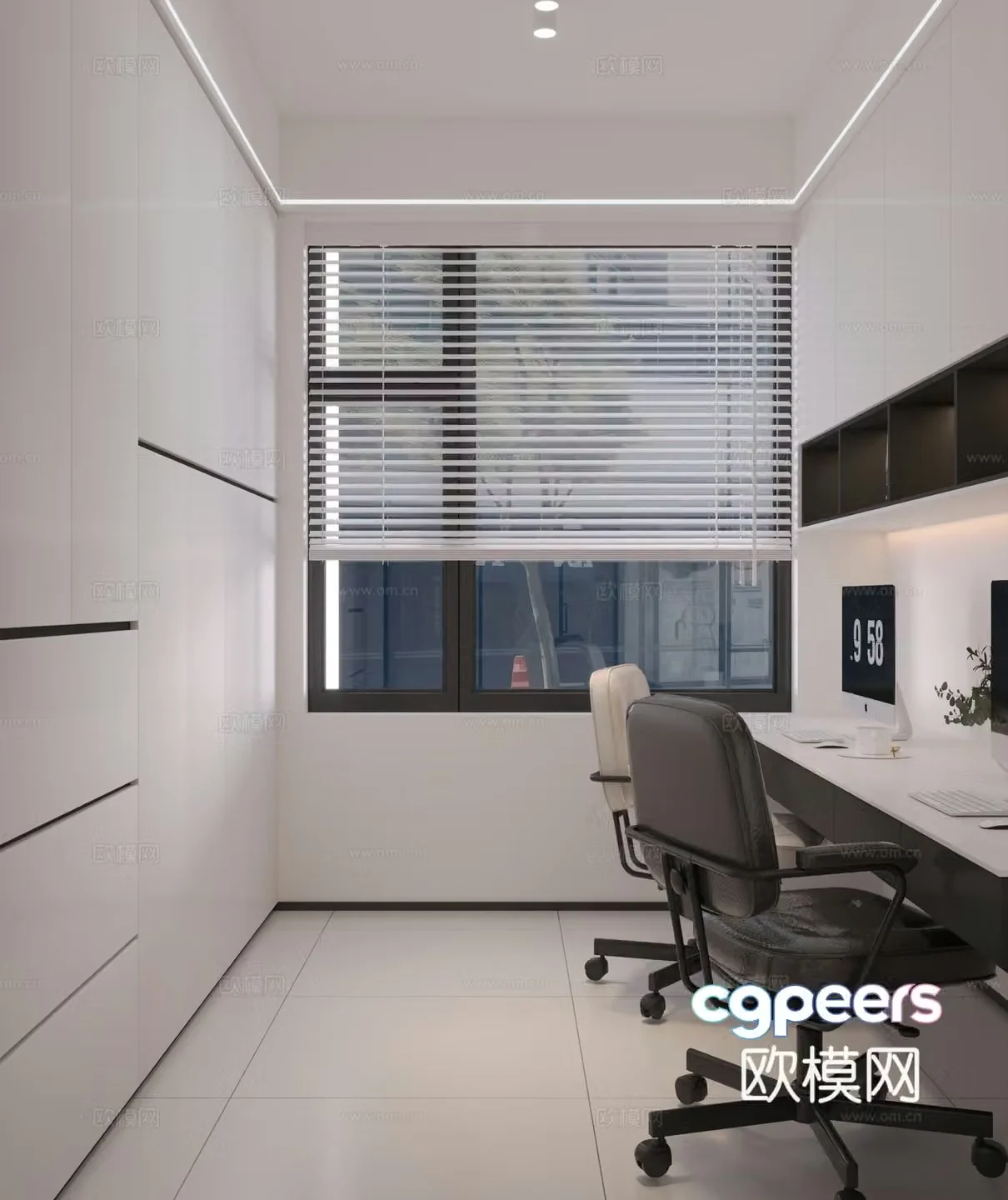Modern simple study computer desk 3d model
