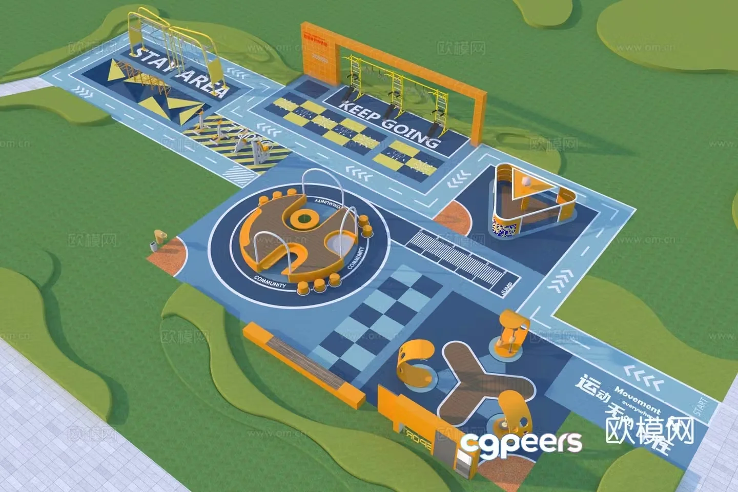 Modern sports park 3d model