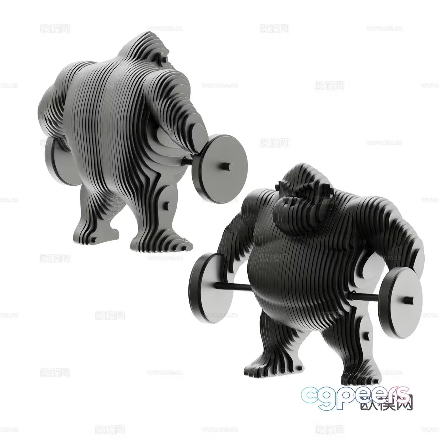 Gorilla sculpture doll trendy ornament 3d model