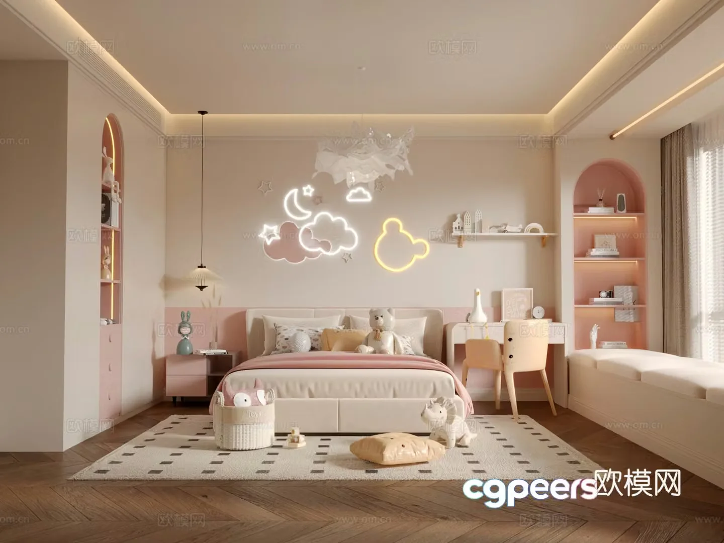Modern children’s room girl’s room 3d model