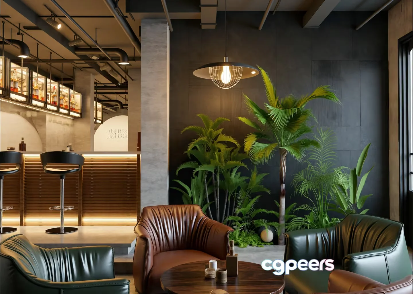 Modern Bar Area 3D Model – 23678 – VRAY Render