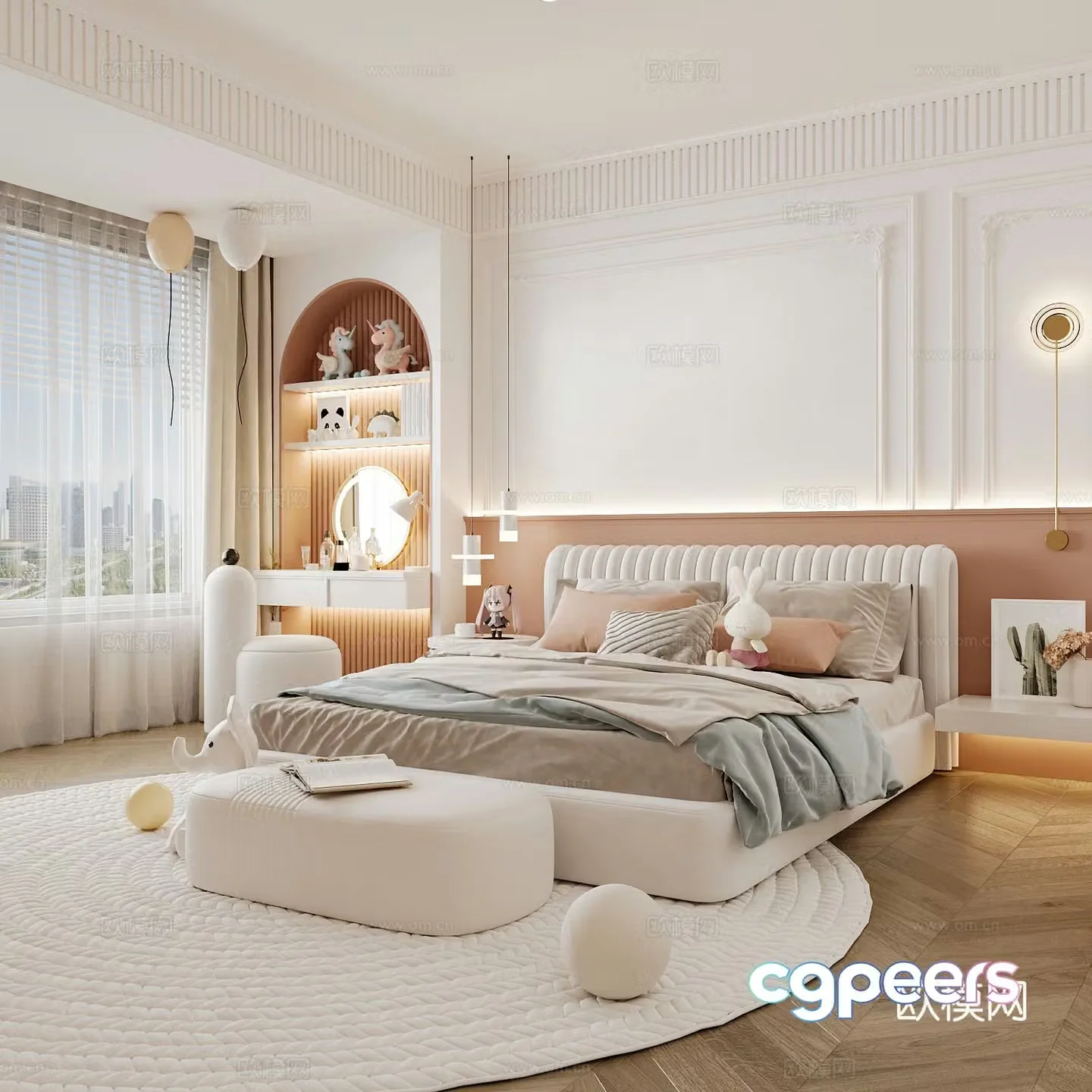 Modern children’s room boy’s room girl’s room children’s bed children’s wardrobe children’s desk 3d model