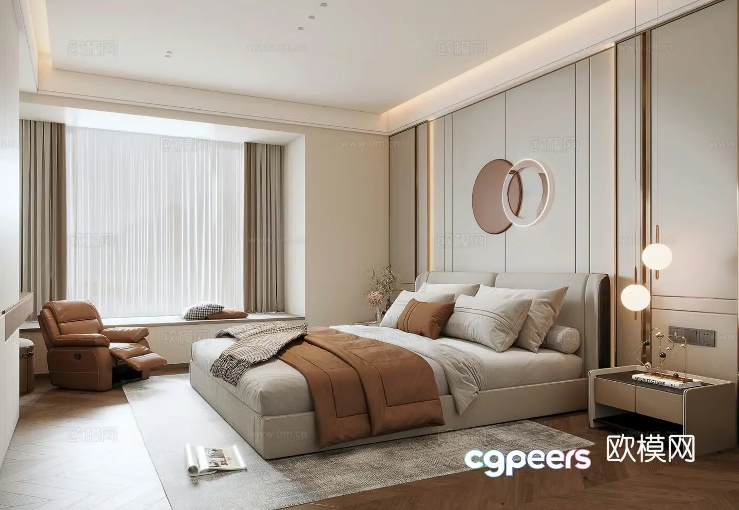 Light luxury bedroom master bedroom 3D model