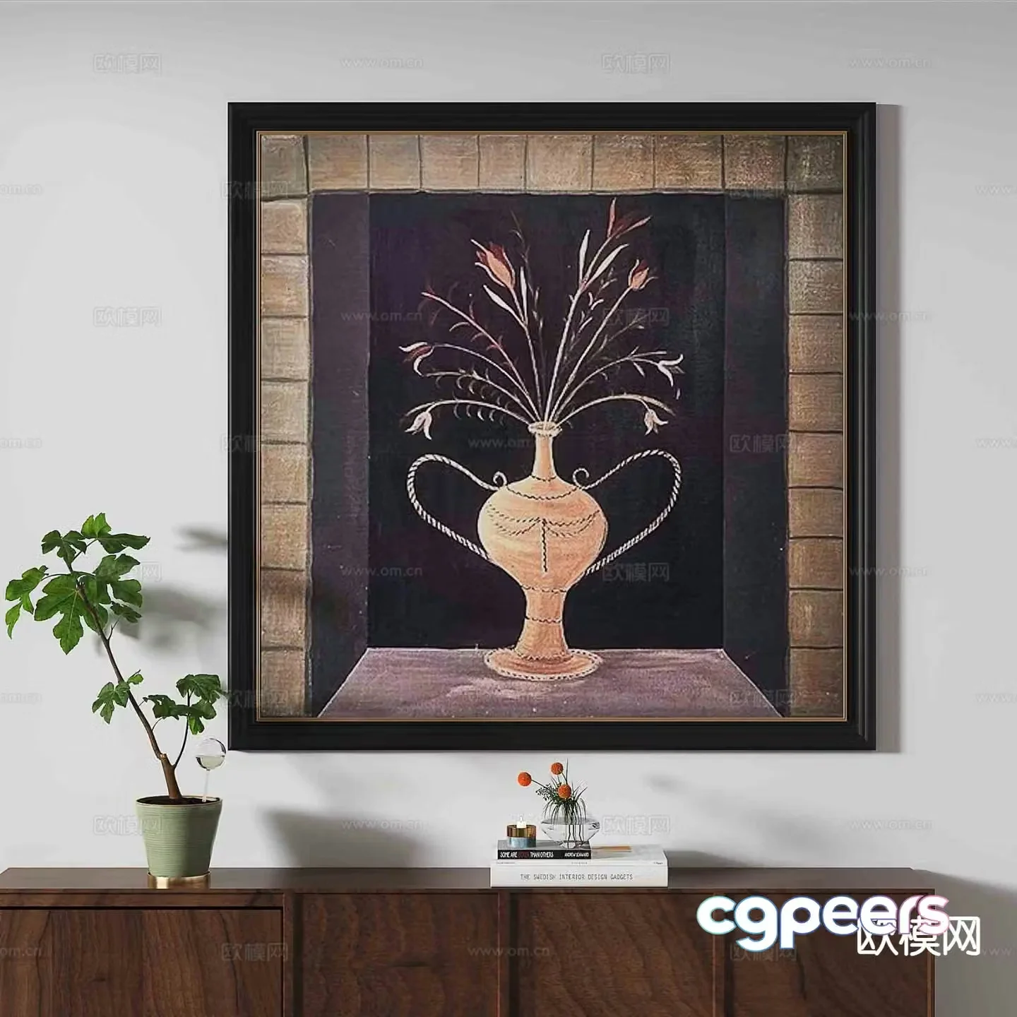 Medieval style retro hanging painting art painting decorative painting 3D model