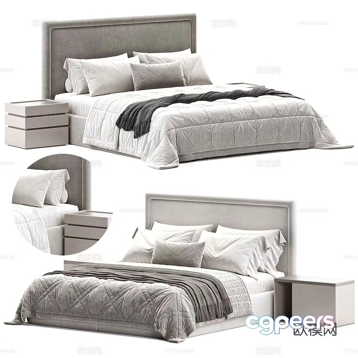Italian double bed 3d model
