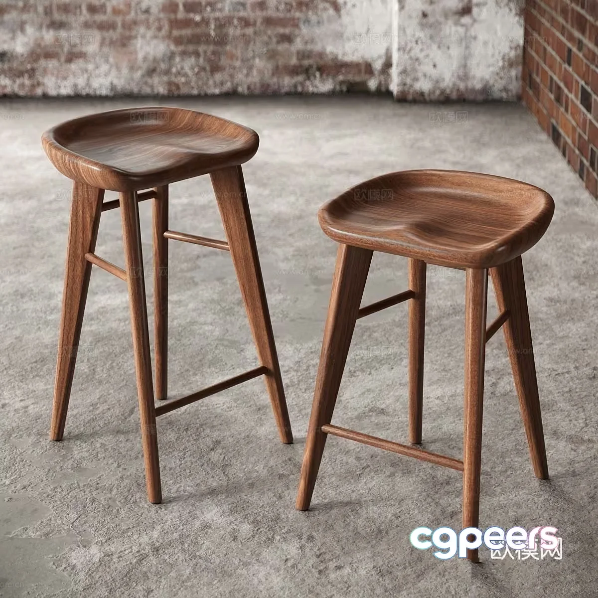 Wooden Stools 3D Model – 1534 – VRAY Render