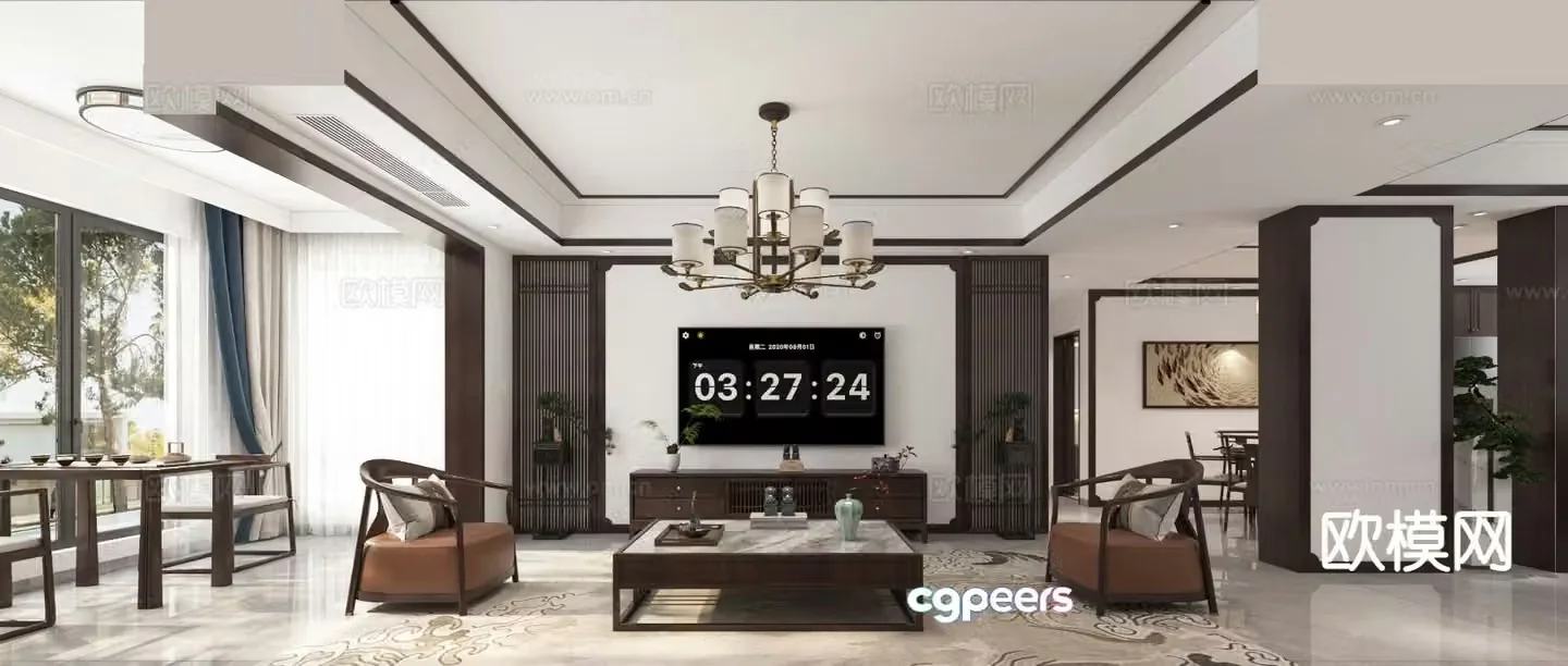 New Chinese style living room 3d model