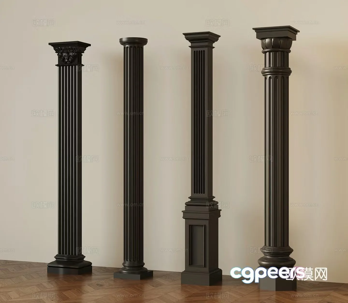 European Roman column carved style 3d model
