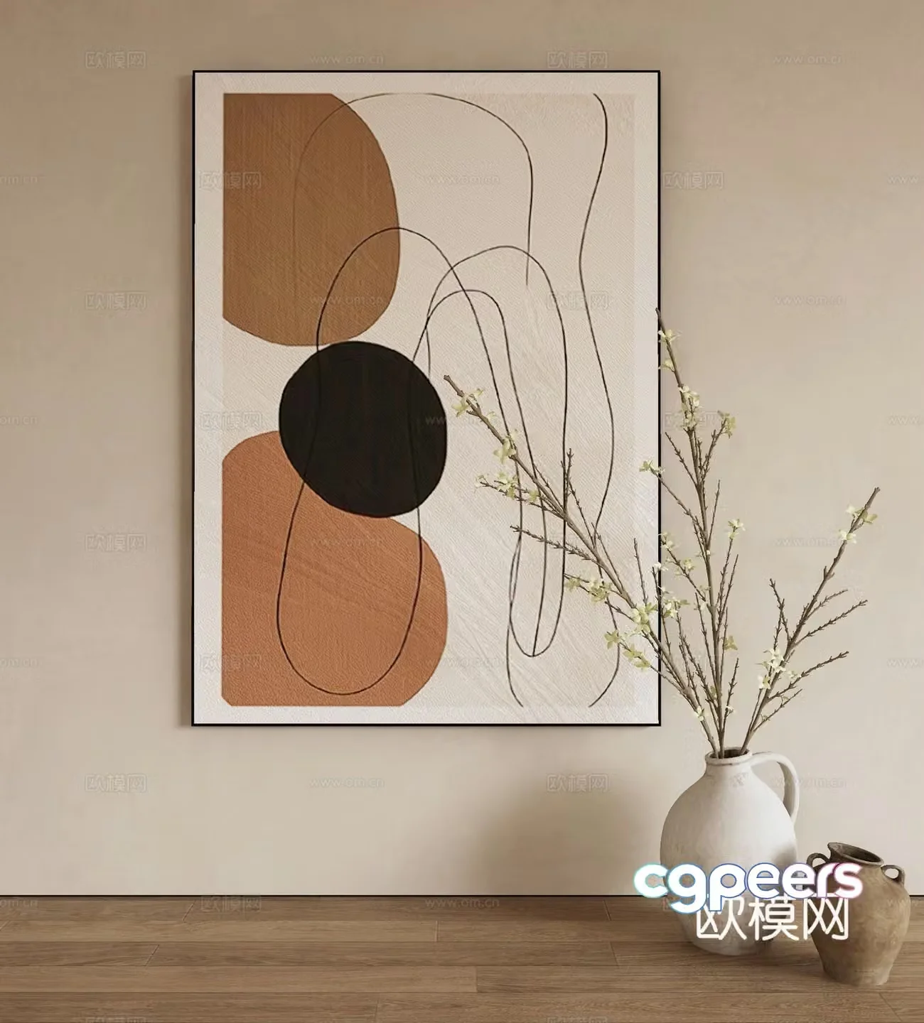 Modern decorative painting art painting hanging painting 3d model