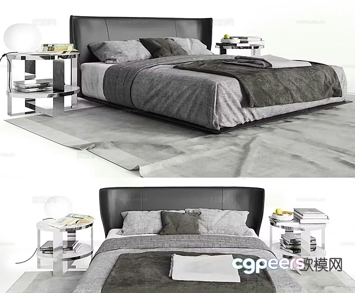 Modern double bed 3d model