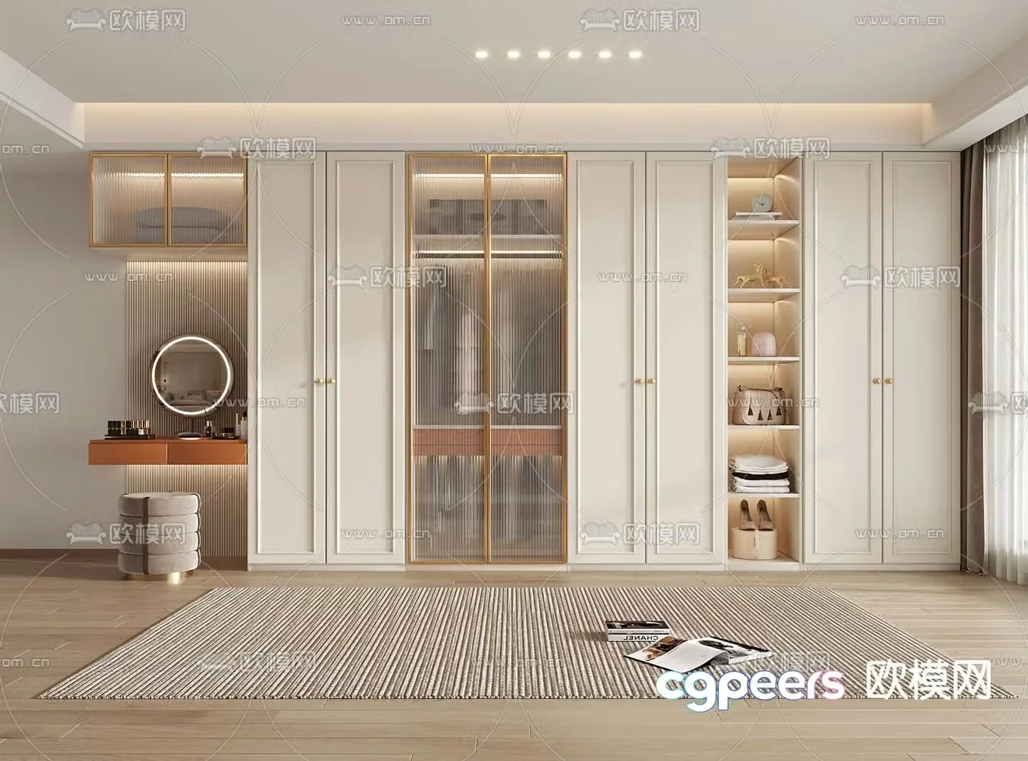 Simple European Wardrobe Wardrobe 3D model