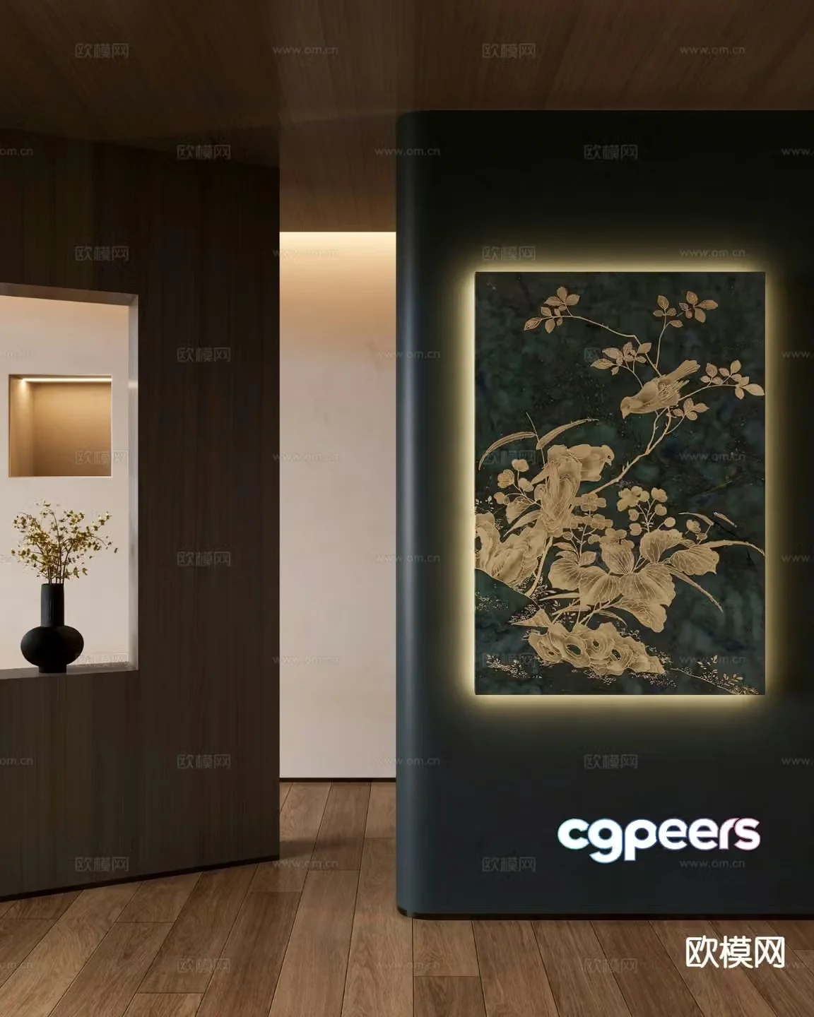 Chinese flower painting decorative painting 3d model