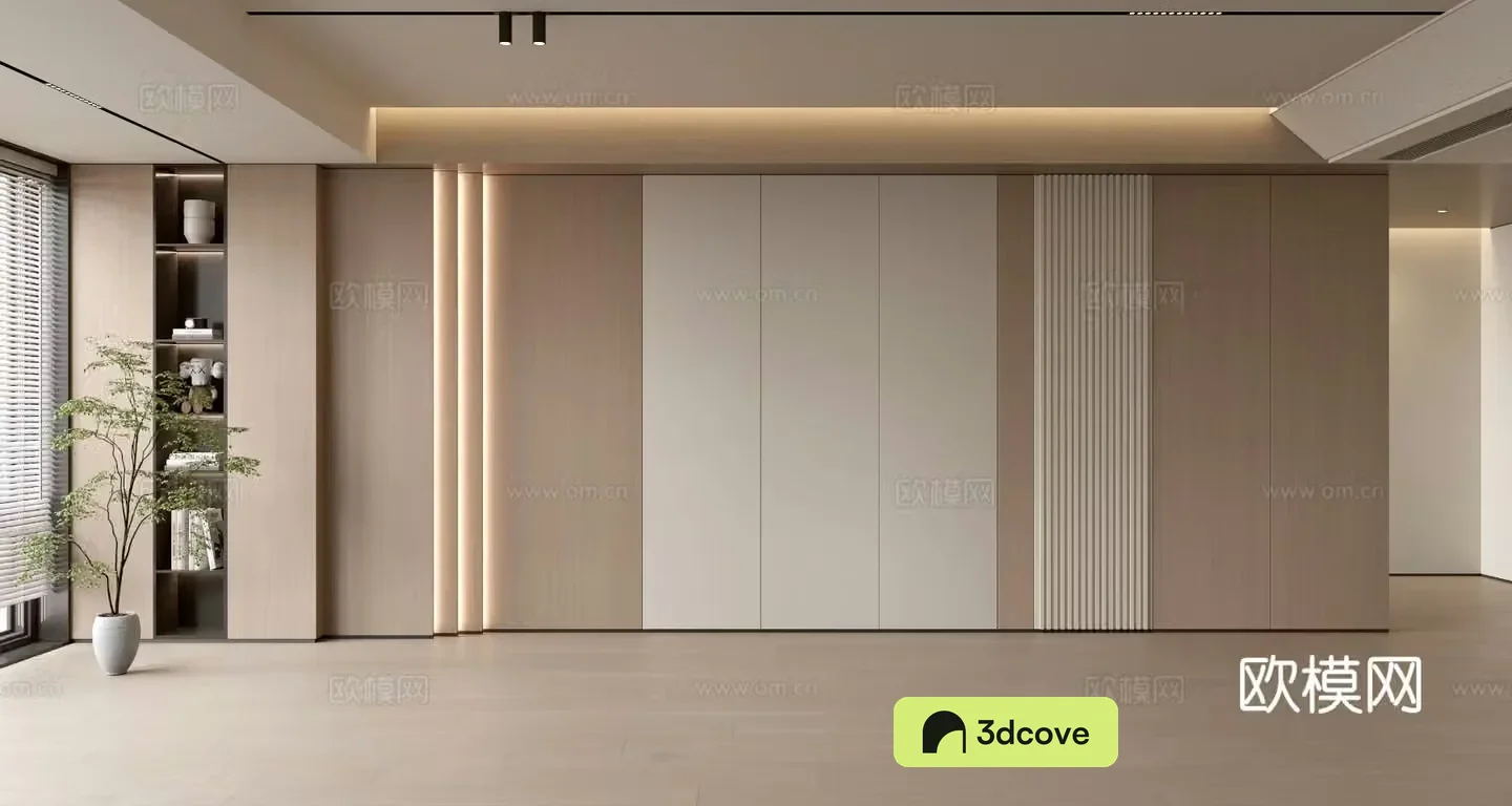 Modern simple sofa background wall modern ornament balcony cabinet living room cabinet wood veneer background wall