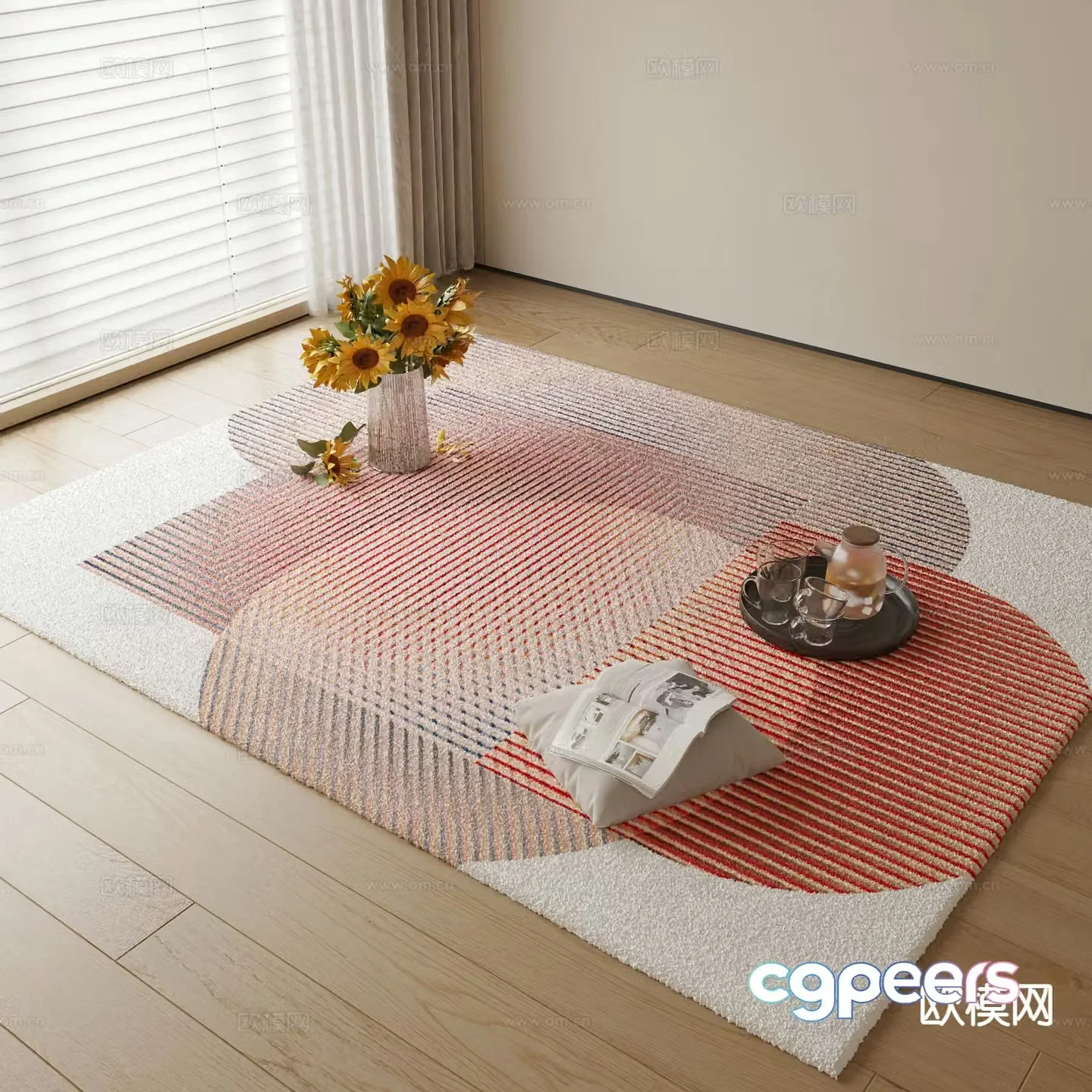 Modern carpet square rug 3d model