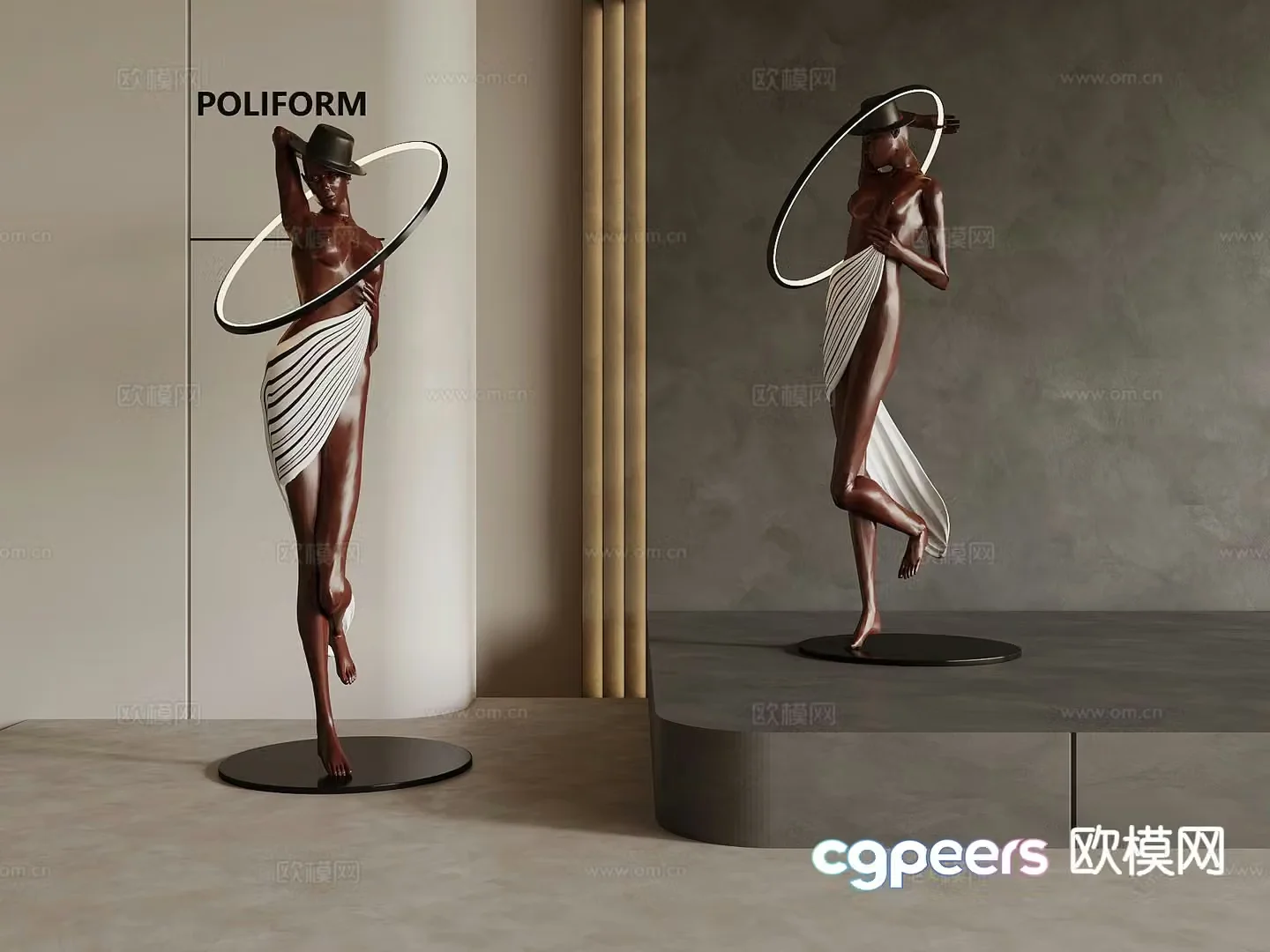Modern humanoid sculpture art ornament 3d model