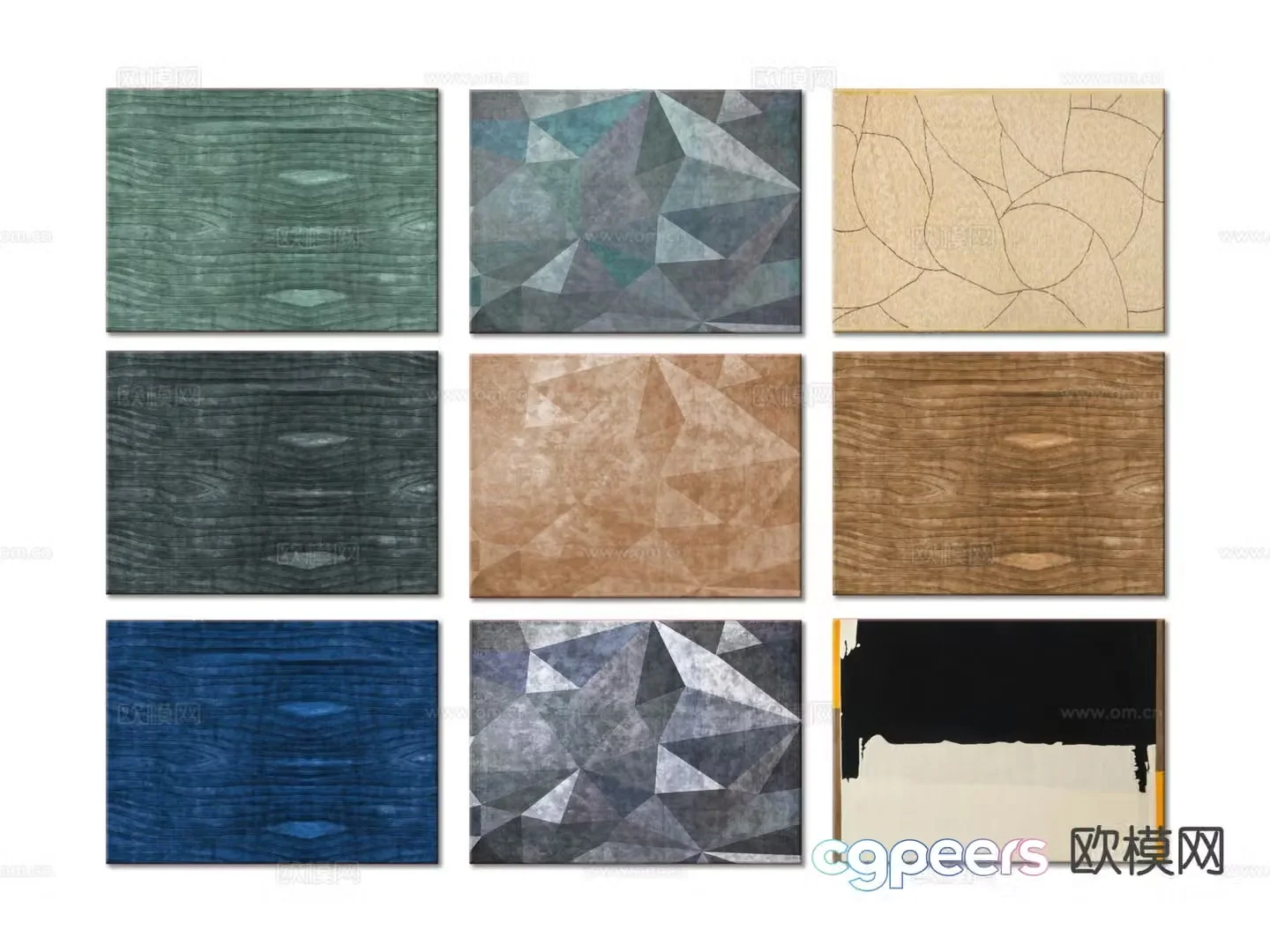 Modern carpet square rug 3d model