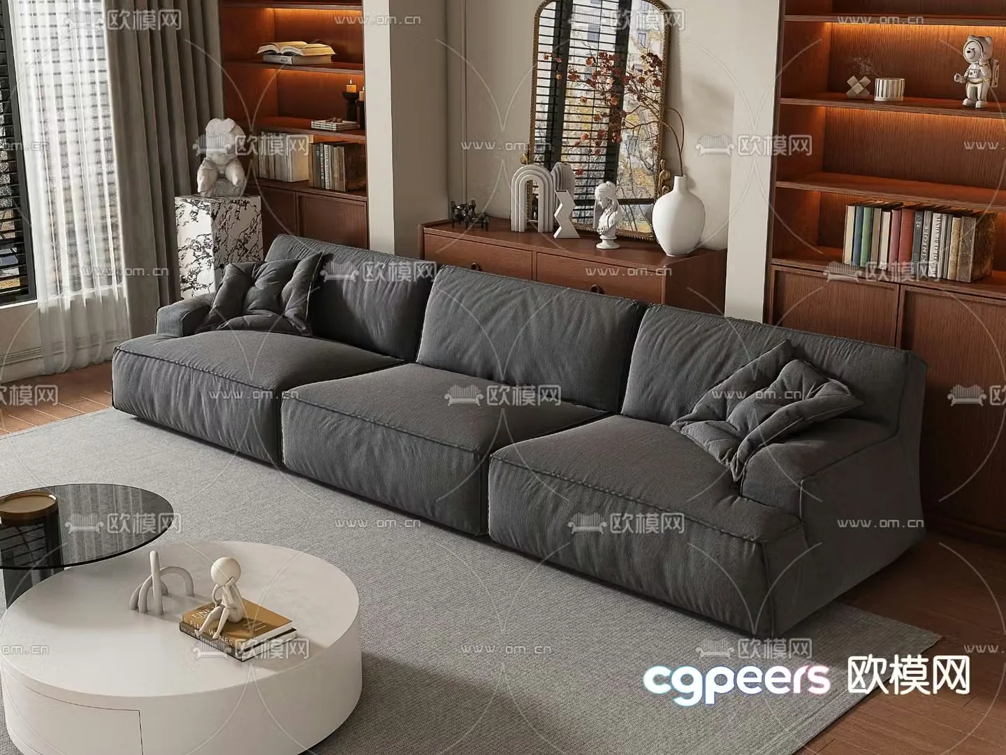 Medieval style leisure sofa multi-person sofa 3D model