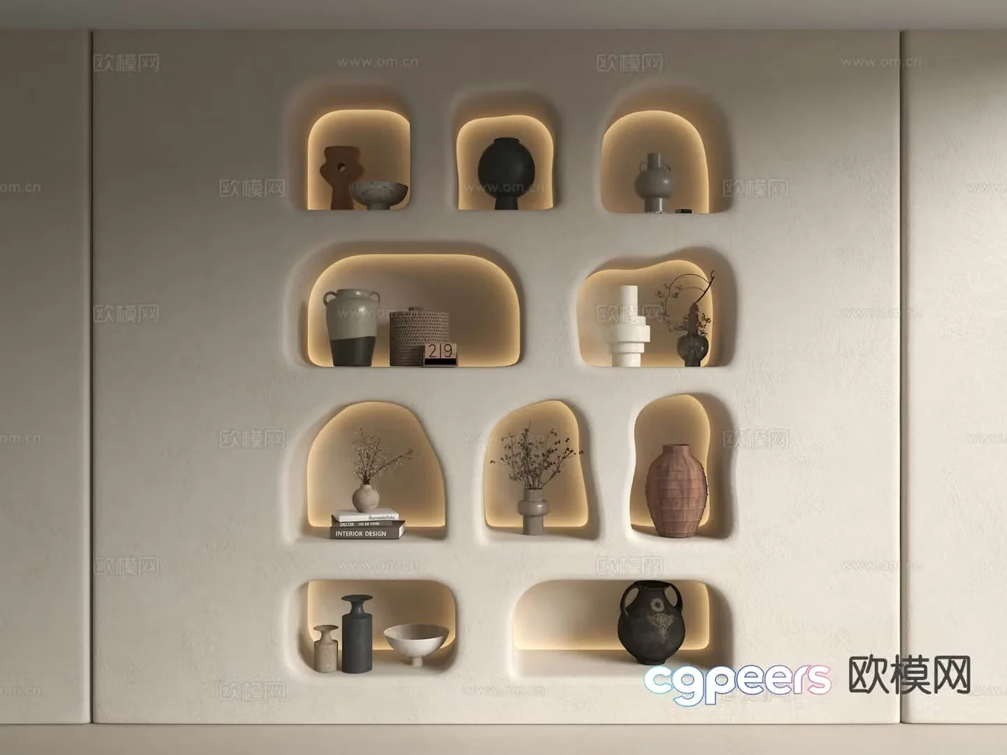 Wabi-sabi niche built-in decorative cabinet wall hole 3D model