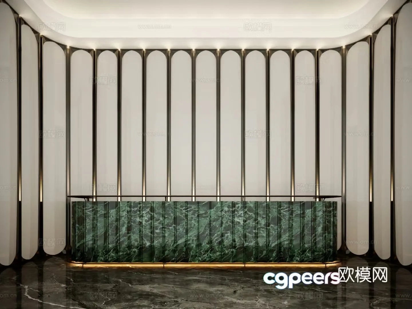 New Chinese style reception desk lobby bar 3D model