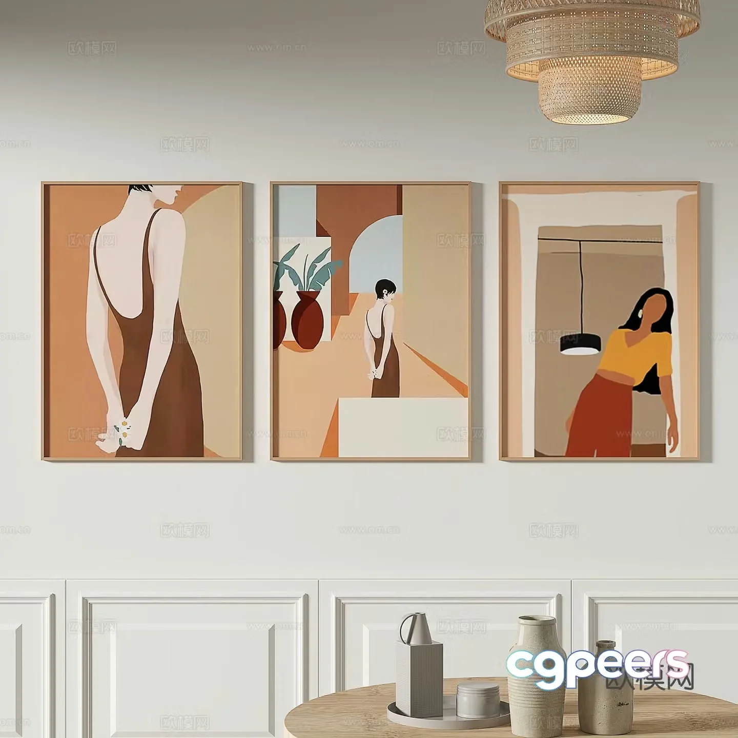 Modern minimalist abstract decorative painting 3d model
