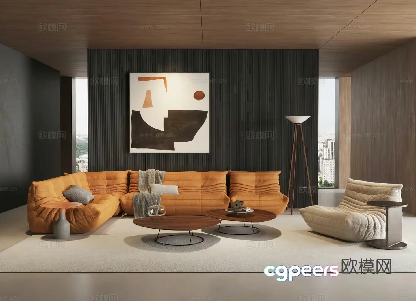 Ligne Roset Caterpillar Sofa Coffee Table Combination Caterpillar Corner Sand 3D Model