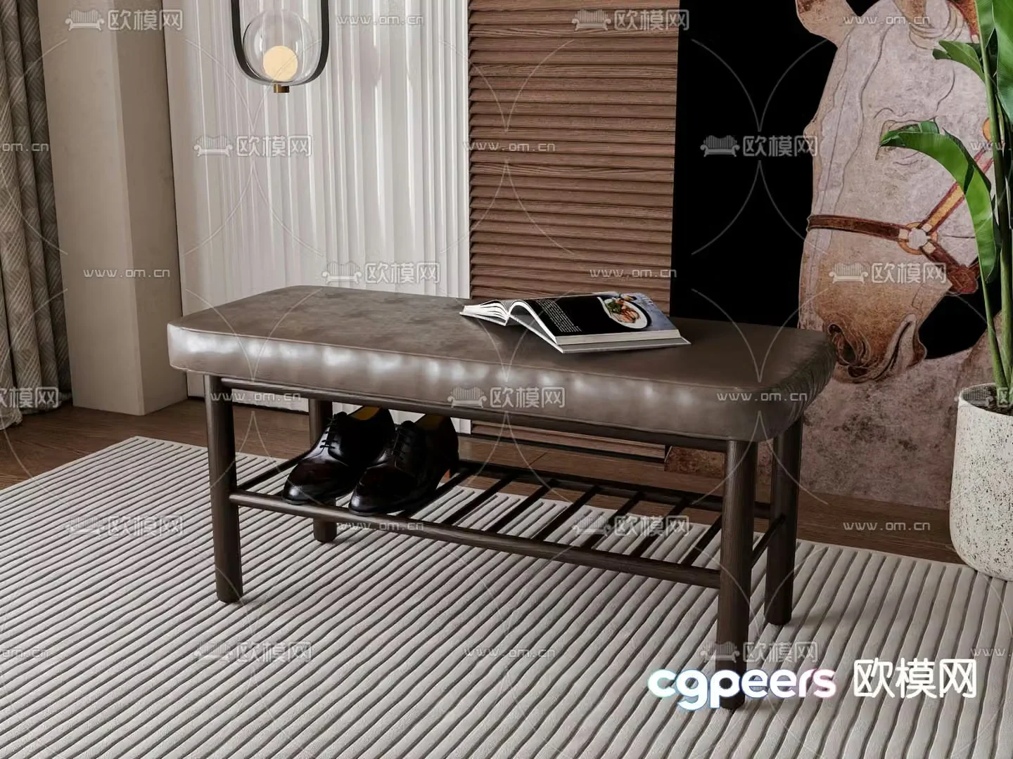 Wabi-sabi stool bar stool shoe changing stool 3d model
