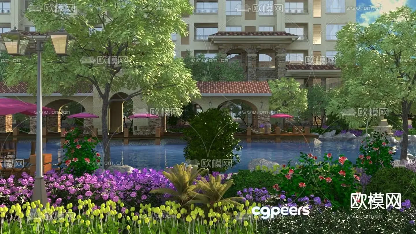 Community garden garden landscape 3d model