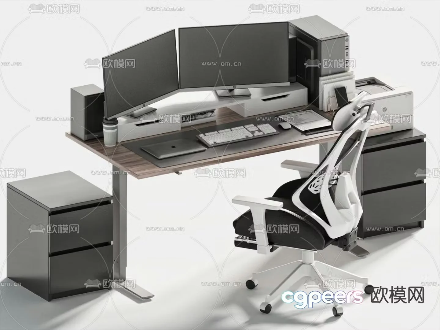 Modern office desk desk 3d model