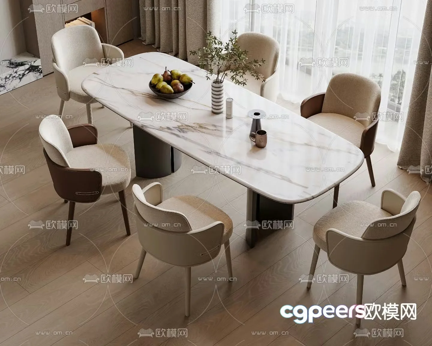 Bar dining table and chairs slate dining table 3d model