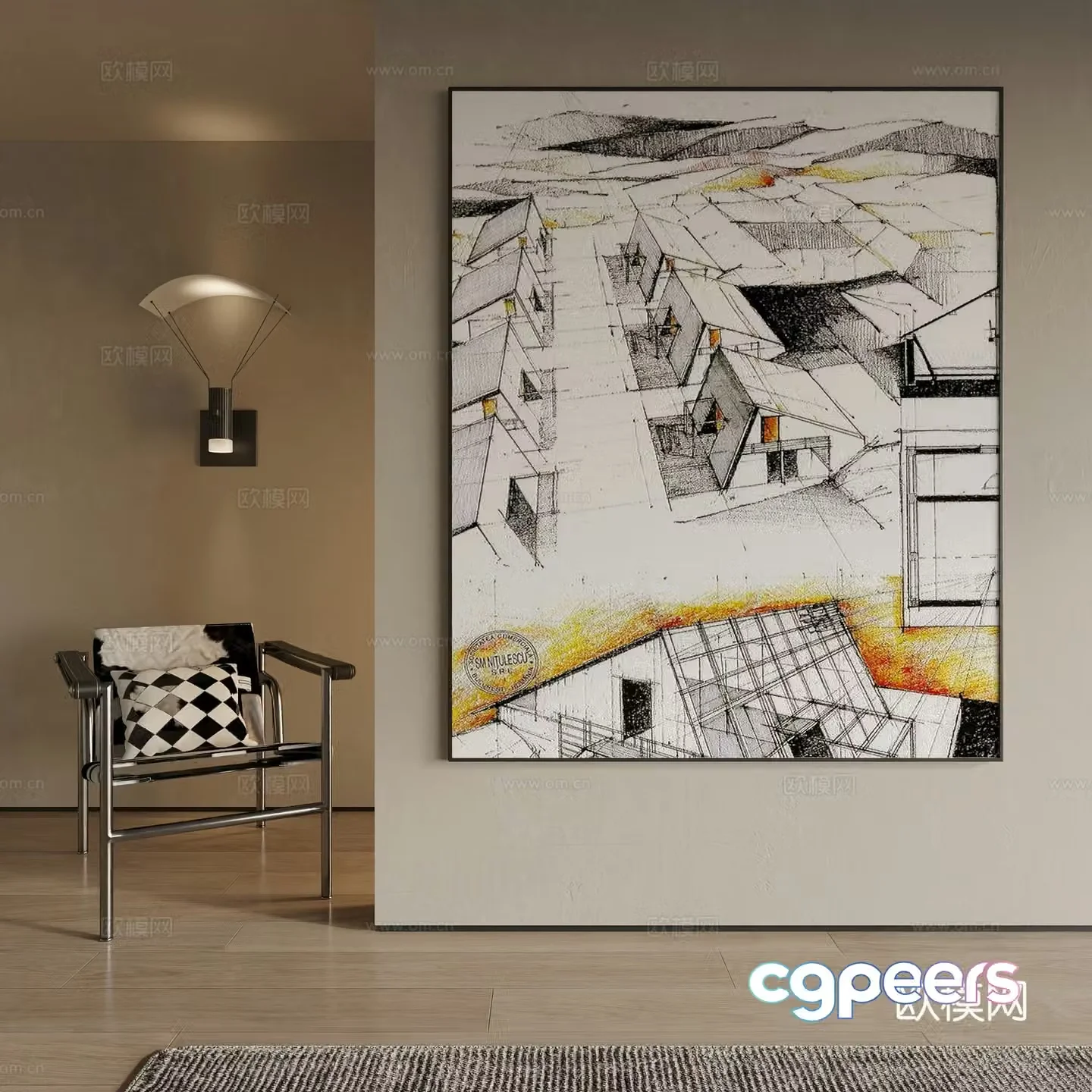 Modern decorative painting 3d model