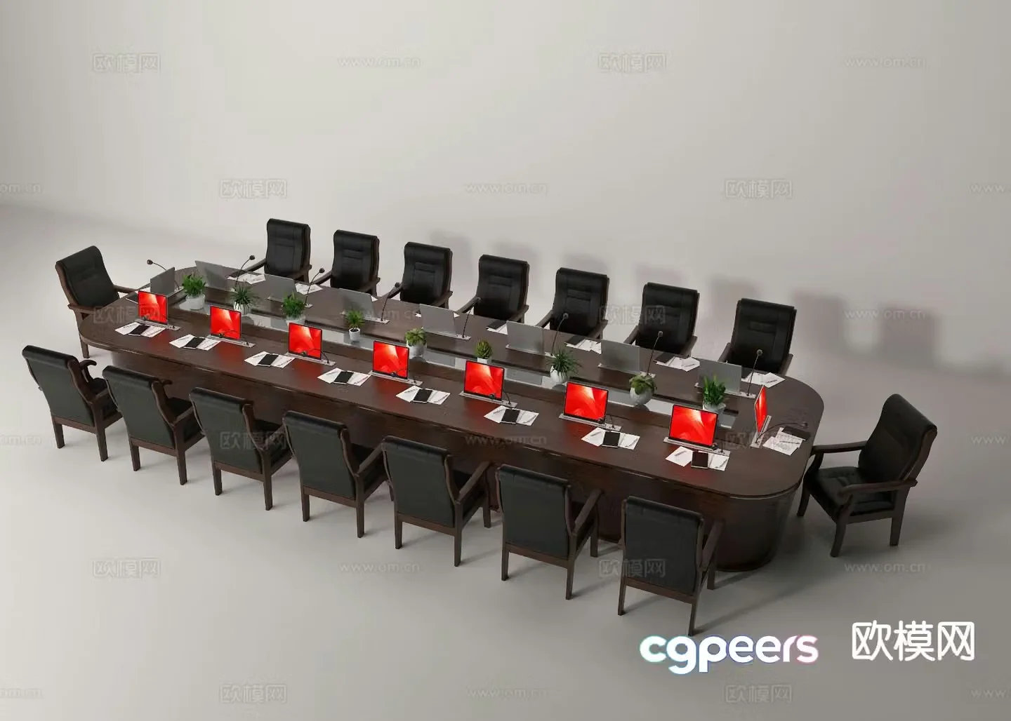 Conference table party building tables and chairs 3d model