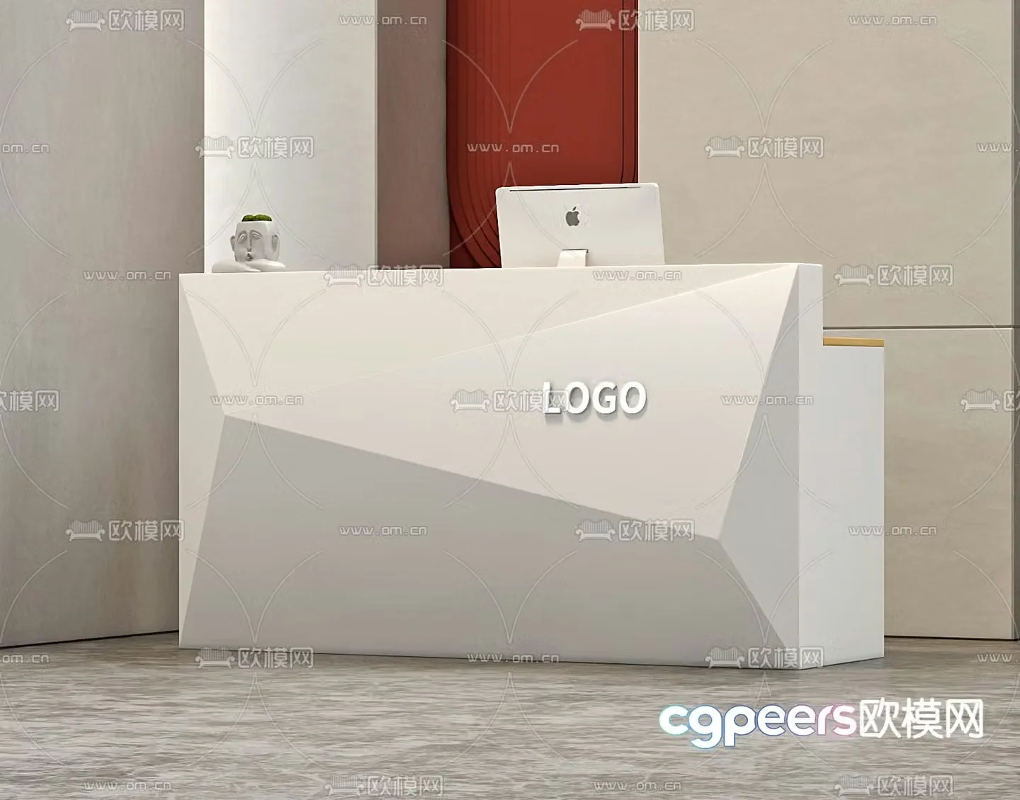 Front desk service desk 3d model